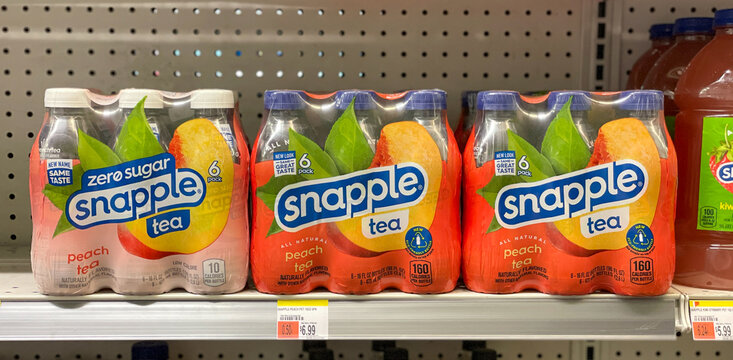 Six Packs Of Snapple Zero Sugar Peach Tea.