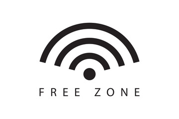 Wifi free zone symbol. Wireless signal sign. Mobile internet vector icon.