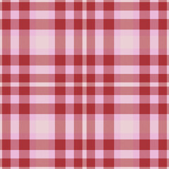 Plaid seamless pattern in red. Check fabric texture. Vector textile print.