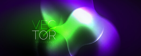 Neon glowing waves, magic energy space light concept, abstract background wallpaper design