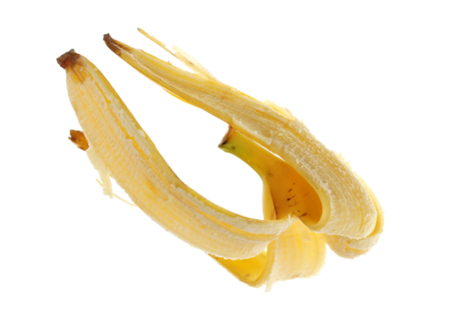 Swirly banana peel isolated on white 