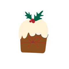 Christmas gingerbread cupcake, winter design element