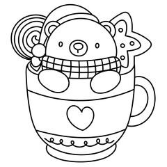 bear in christmas mug