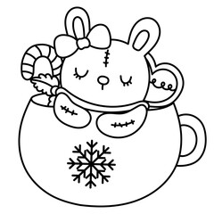 rabbit in christmas mug
