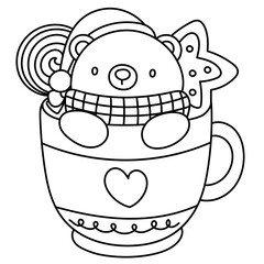 bear in christmas mug