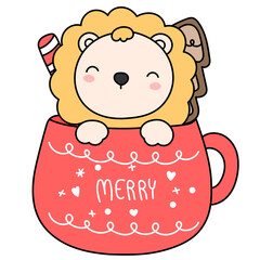 lion in christmas mug