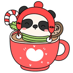 panda in christmas mug