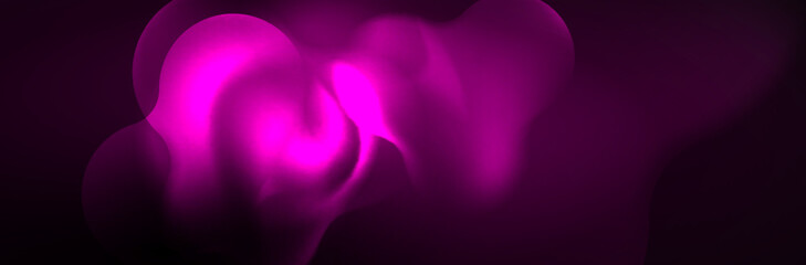 Glowing neon lights abstract shapes composition. Magic energy concept. Template for wallpaper, banner, background or landing
