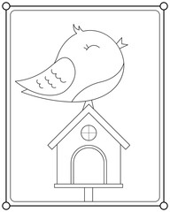 Cute bird suitable for children's coloring page vector illustration