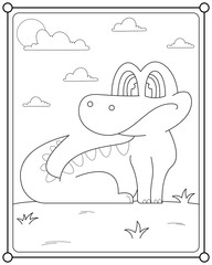 Cute dinosaur suitable for children's coloring page vector illustration