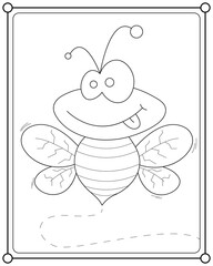 Cute bee suitable for children's coloring page vector illustration