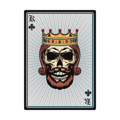 Playing poker cards with skull. King of all suits. Vector illustrations collection for gambling, poker club, online game concept
