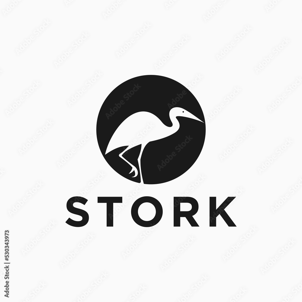 Wall mural stork logo design vector illustration