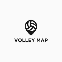 volleyball logo combination with location find local icon vector illustration template