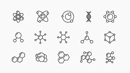 Molecule icon set. Structure of molecules vector line icon set - obrazy, fototapety, plakaty