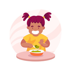 Learning to hold a spoon isolated cartoon vector illustration.