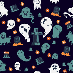 pattern of ghosts and graves for halloween