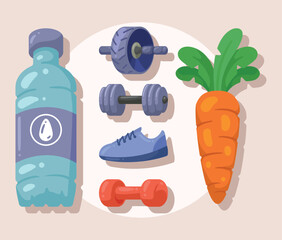 healthy lifestyle, icon set