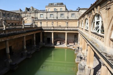 Obraz premium The Roman Baths Roman Baths, Great Bath Roman Baths Sky Window Building