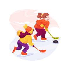 Outdoor hockey isolated cartoon vector illustration.