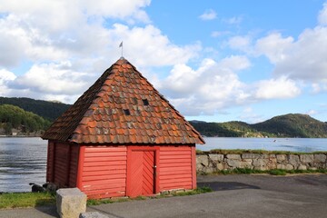 Fototapeta na wymiar Norway falun red cabin