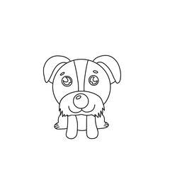 Sitting dog with a mustache with small ears Coloring book for children and adults Transparent drawing