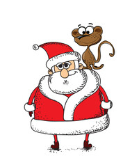 Cute Santa Clauses vector set. Can be printed and used as Christmas, New Year, Xmas template, card, placard, design elements