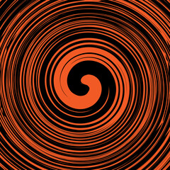 Hypnotic shape of black and orange lines	
