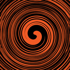 Hypnotic shape of black and orange lines
