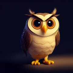 Cute cartoon owl with big eyes.