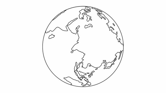 Globe, Eurasia, Africa and Australia, rotating, turning, close-up macro, top view.
