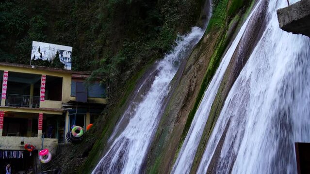 Uttarakhand, India - Sep 2022: Kempty Falls is a waterfall in Ram Gaon and at the south of Kempty, in the Tehri Garhwal District of Uttarakhand. View of Kempty falls, Mussoorie