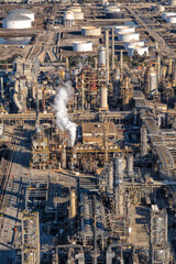 Aerial view Industrial oil storage tanks Los Angeles