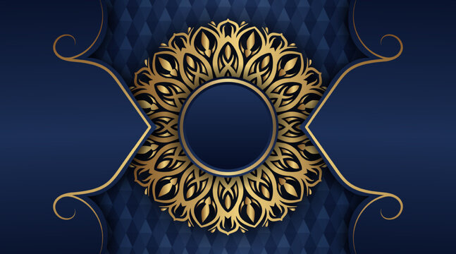 Luxury Background  Dark Blue And Gold Decoration