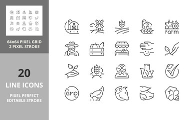 Fototapeta premium farm icons 64px and 256px editable vector set