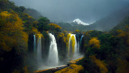 Beautiful waterfalls in forest nature mountain