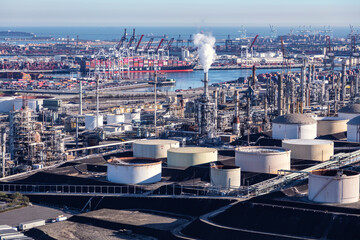Aerial view Oil Refinery El Segundo Los Angeles