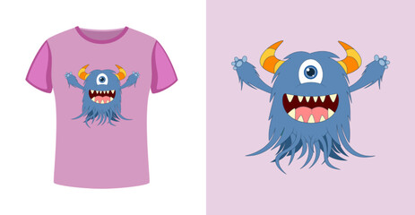 t shirt design monster cartoon