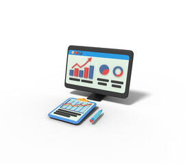 3d illustration of website seo data analysist