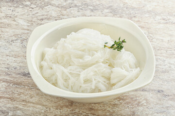 Glass asian noodles in the bowl