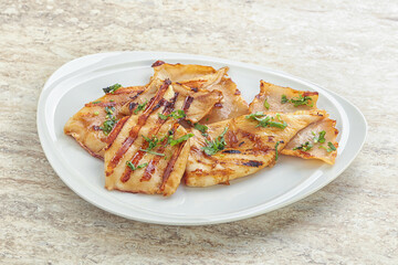 Grilled squid with unagi sauce