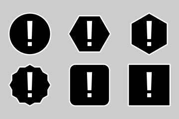Exclamation mark, Attention sign, Caution icon, Hazard warning symbol, vector mark symbols. White outline design. Exclamation mark Icon Set.