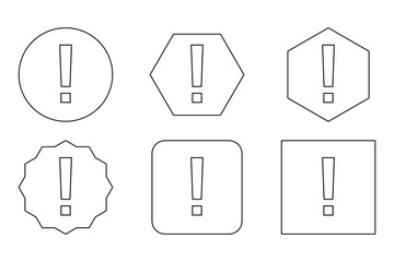 Exclamation mark, Attention sign, Caution icon, Hazard warning symbol, vector mark symbols. Black outline design. Exclamation mark Icon Set.