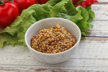 Mustard seeds sauce in the bowl