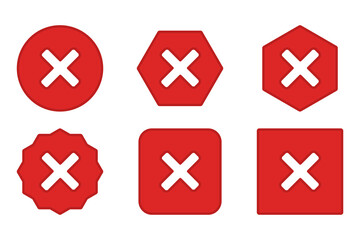 Wrong marks Icon Set, Cross marks, Rejected, Disapproved, No, False, Not Ok, Wrong Choices, Task Completion, Voting. - vector mark symbols in red.