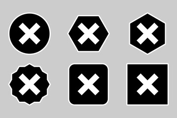 Obraz premium Wrong marks Icon Set, Cross marks, Rejected, Disapproved, No, False, Not Ok, Wrong Choices, Task Completion, Voting. - vector mark symbols. White outline design.