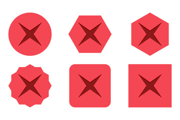 Wrong marks Icon Set, Cross marks, Rejected, Disapproved, No, False, Not Ok, Wrong Choices, Task Completion, Voting. - vector mark symbols in red.