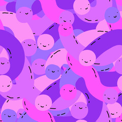 Vector seamless pattern - 1970s psychedelic aesthetic emoticons.Y2k 1990 nostalgia. Funky and groovy dudes.Vibrant rainbow retro ornament.Wrap paper, bullet journal cover.	