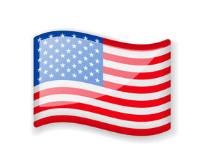 United States flag - Wavy flag bright glossy icon.