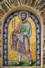 Mosaic of Saint Theodore. The Church of Saints Cosmas & Damian in Clervaux, Luxembourg. 2021/07/10.